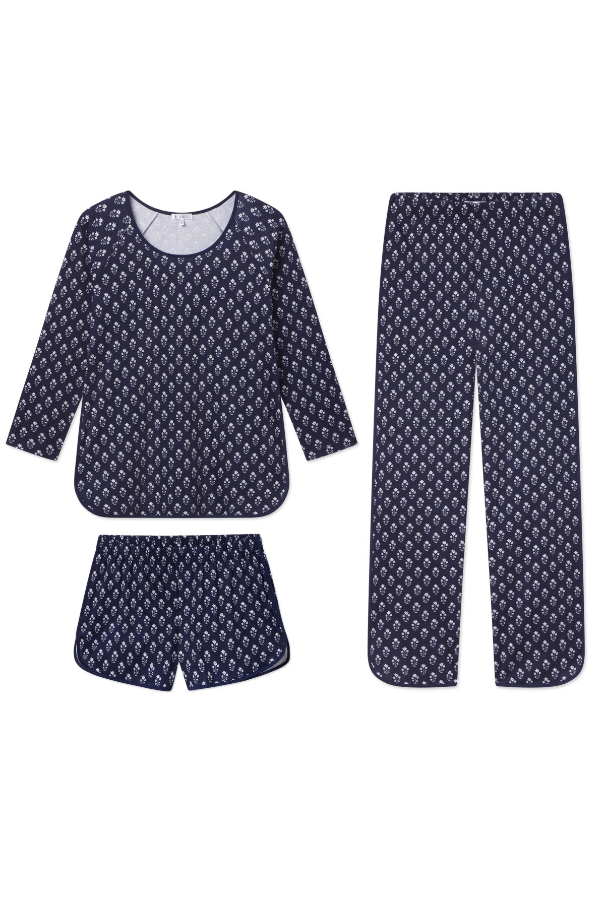 English Navy Posy Pima Long Sleeve Shirt Bundle