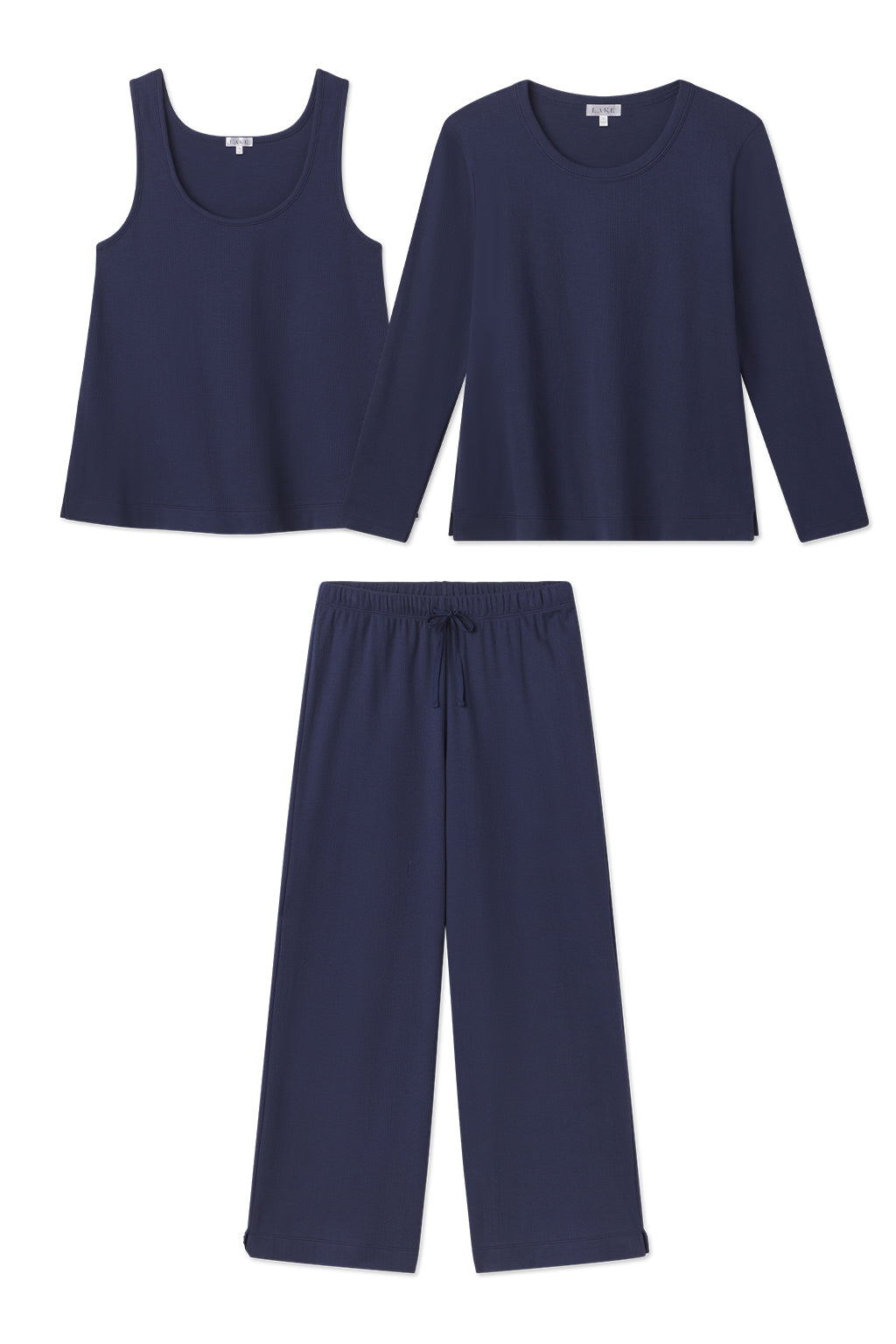 English Navy Pointelle Pants Set