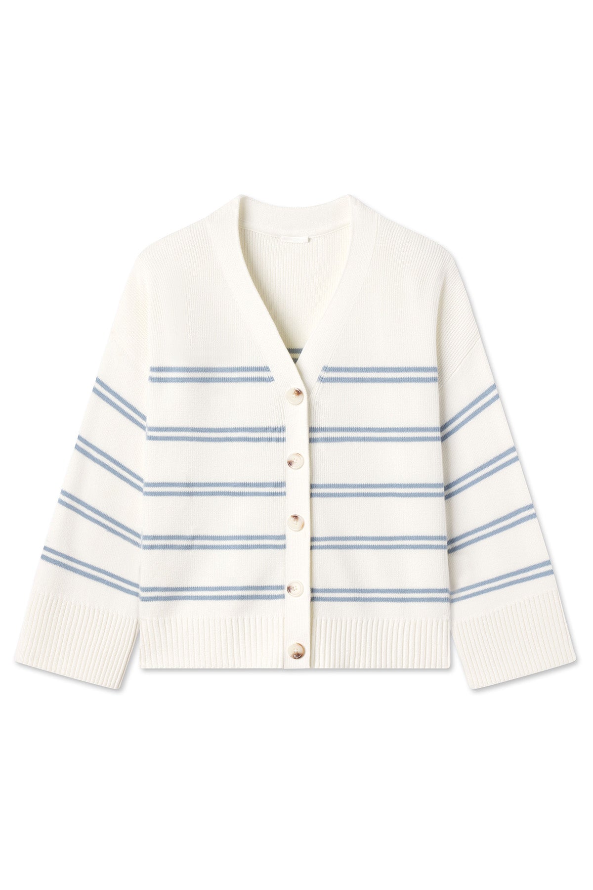 Ivory & Blue Striped Cotton Nora Cardigan