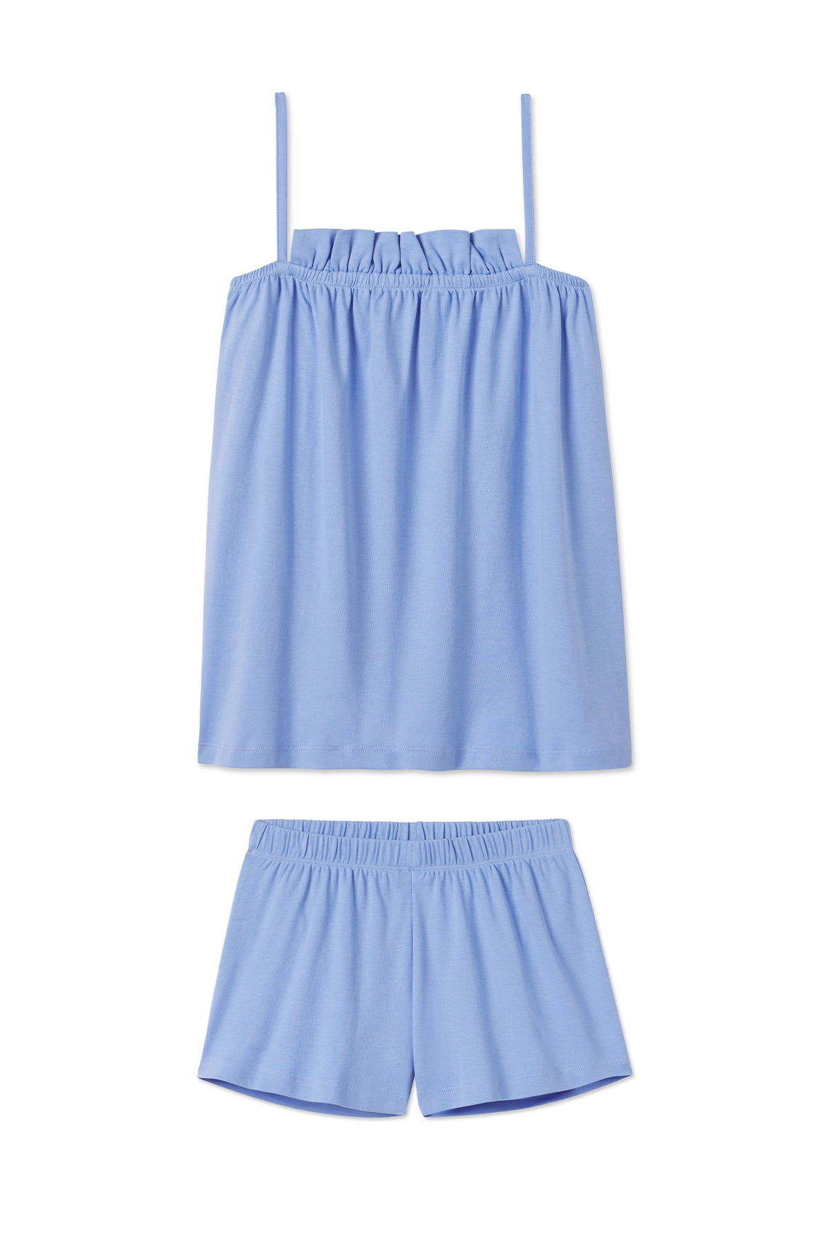 Pima Cotton Ruffle Shorts Set - Hydrangea