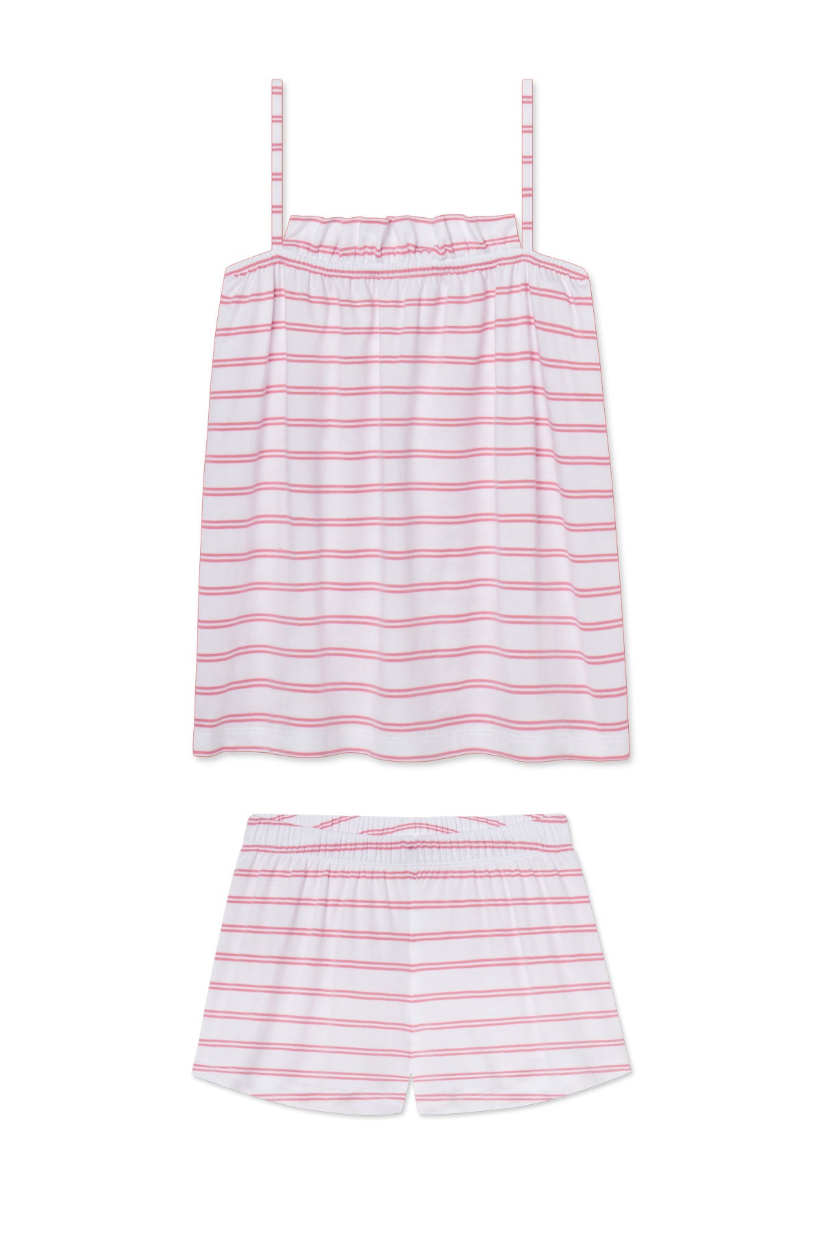 Pima Cotton Ruffle Shorts Set - Coral Stripe