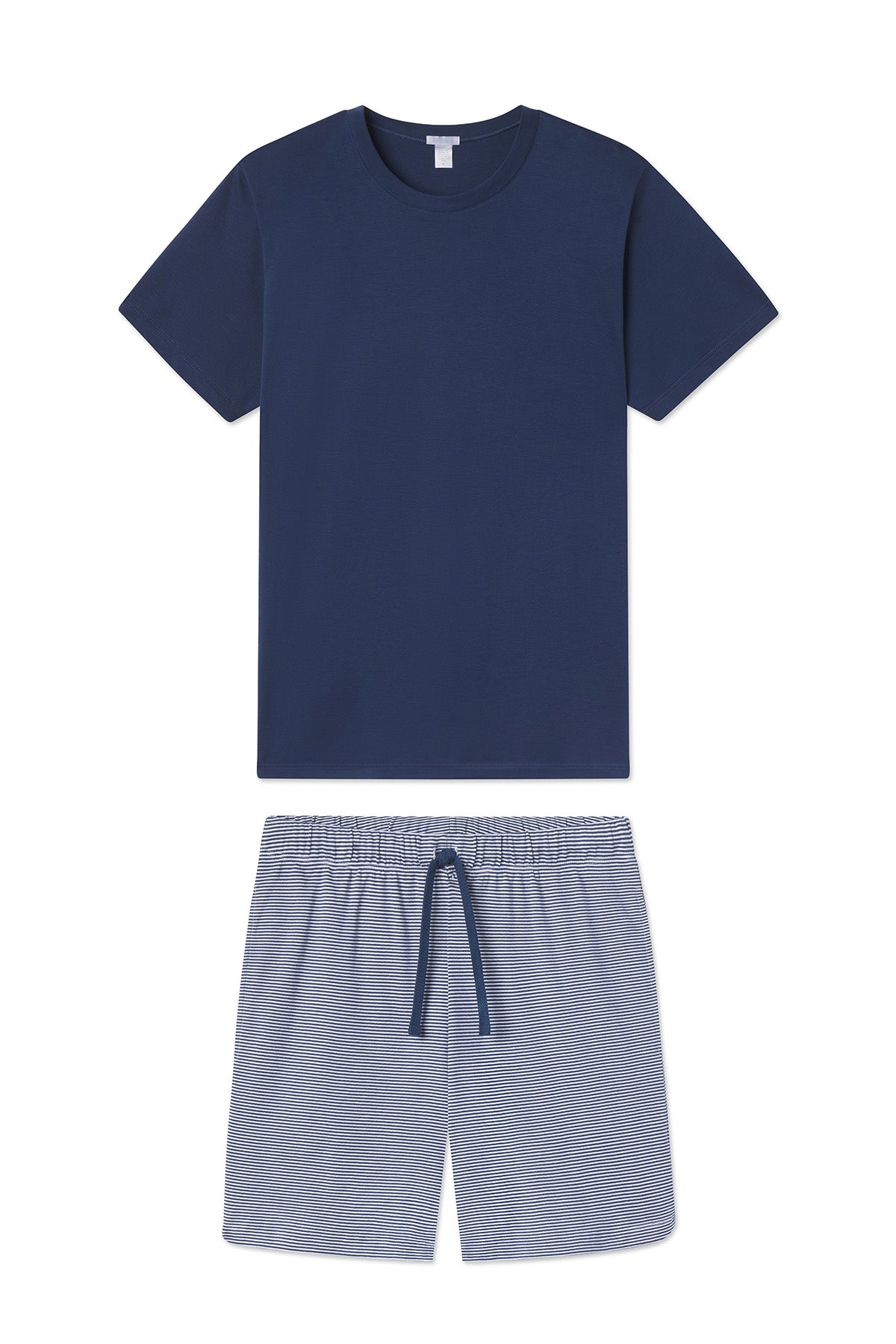Men's Navy Pima Cotton Sleep Shorts Set