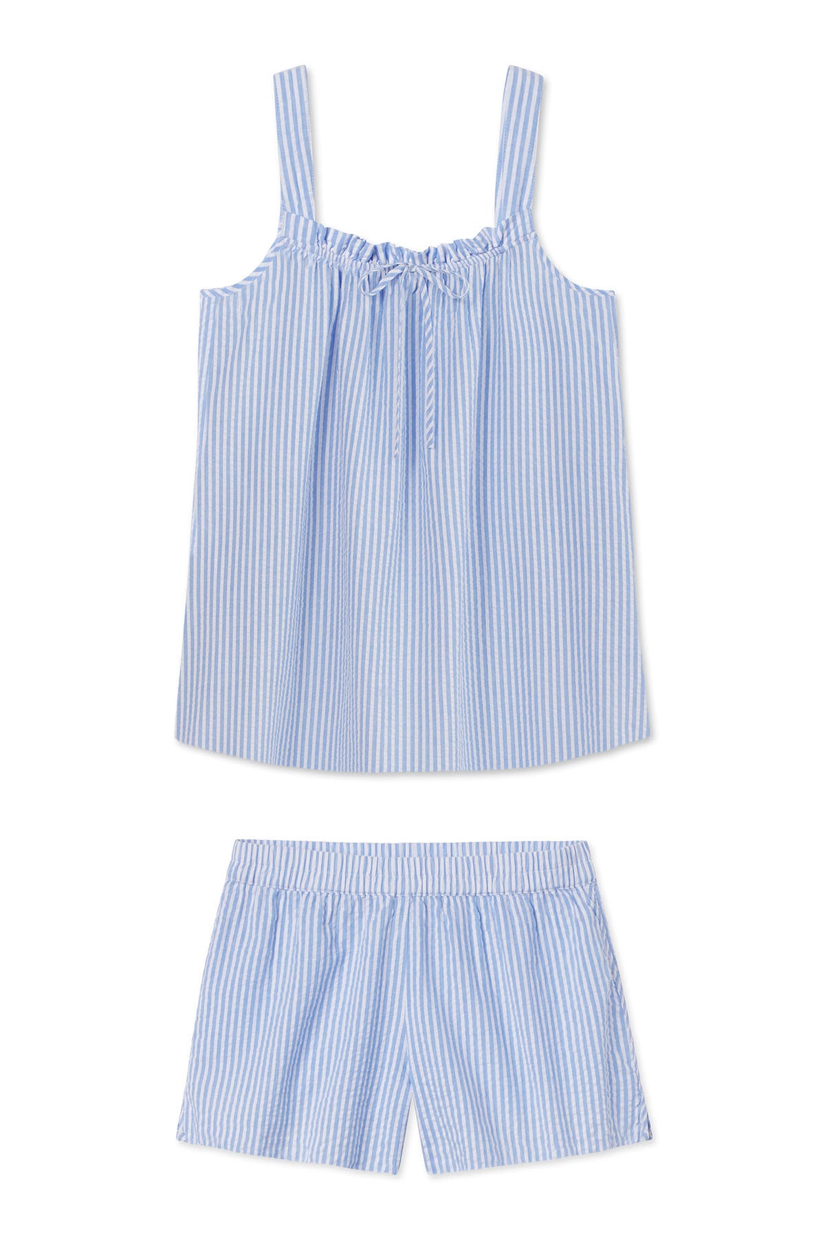 Blue Seersucker Alice Shorts Set for Summer