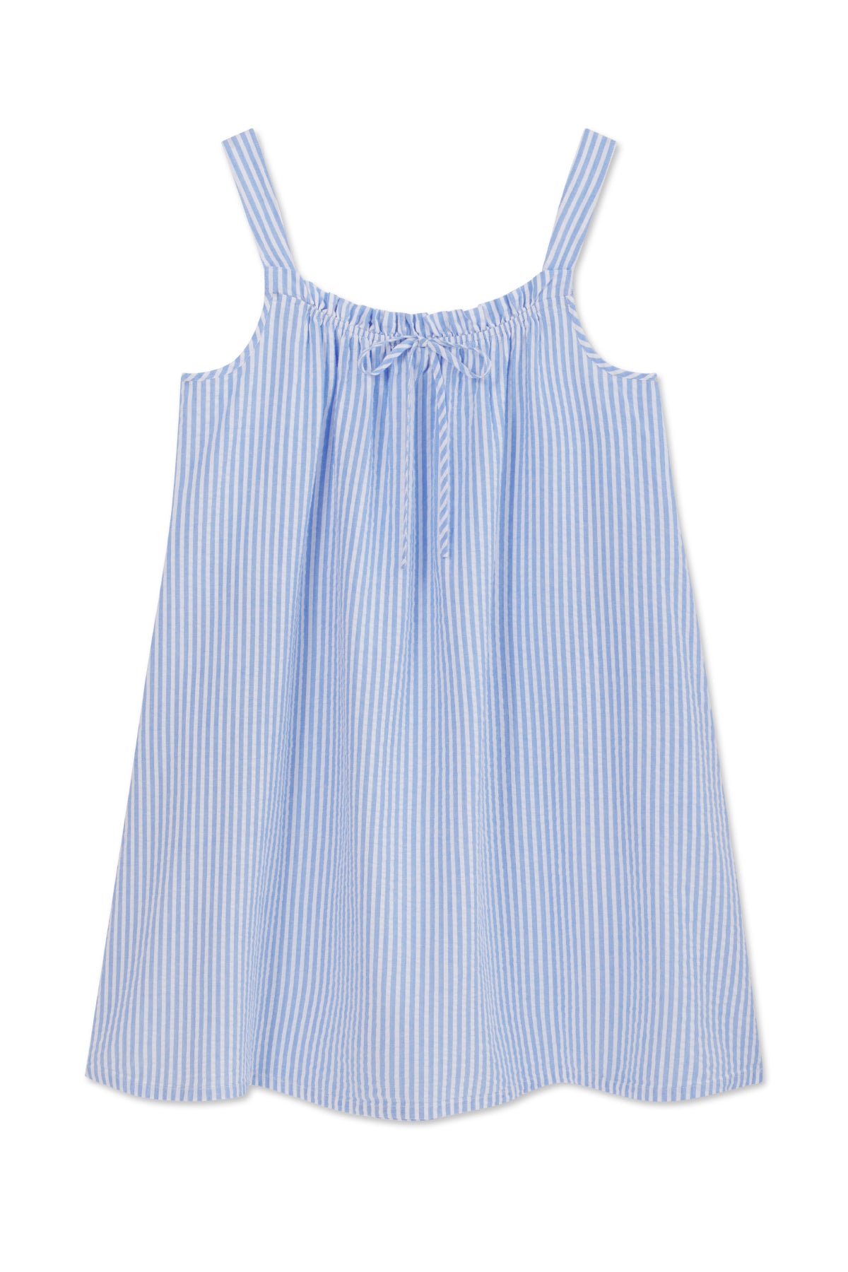 Blue Seersucker Alice Nightgown – Lightweight & Comfortable