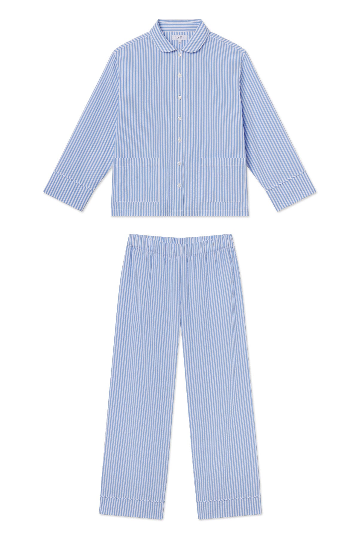 Blue Seersucker Georgie Pocket Pants Set