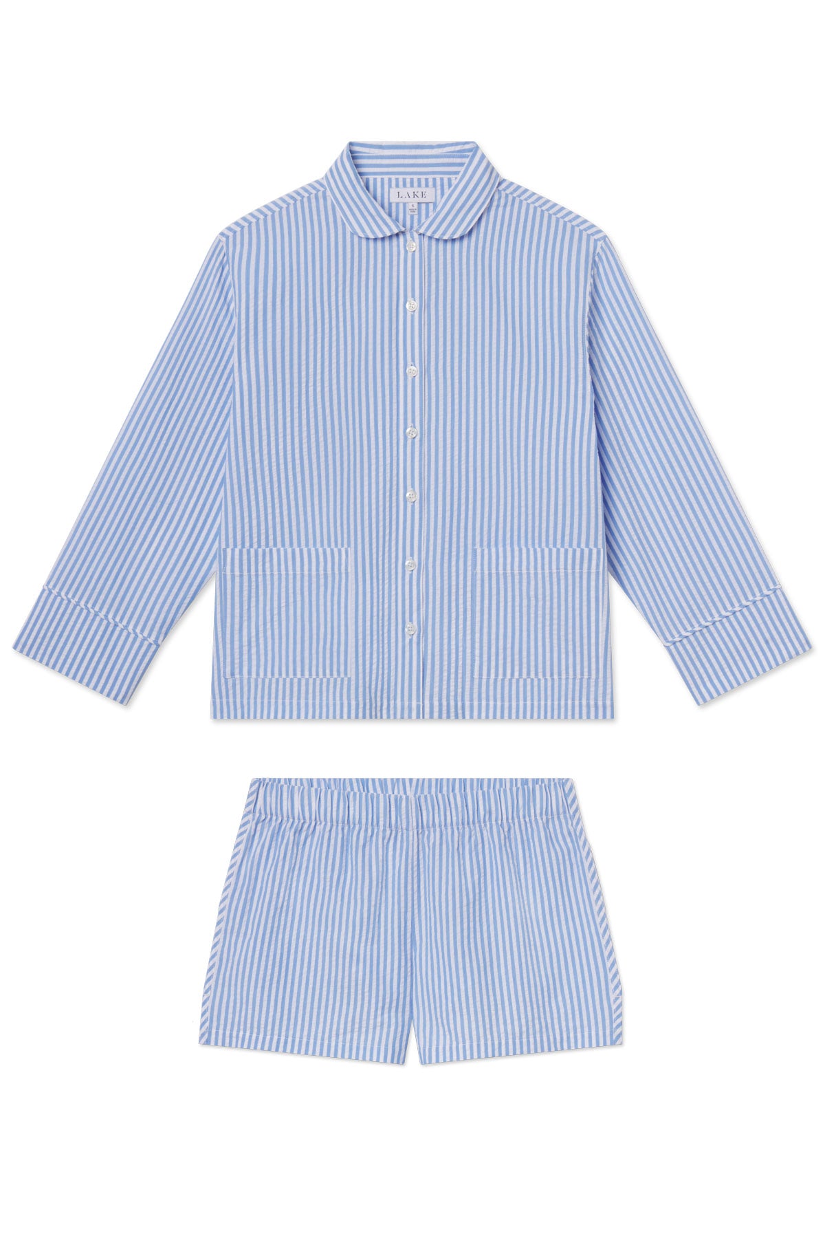 Blue Seersucker Georgie Pocket Shorts Set