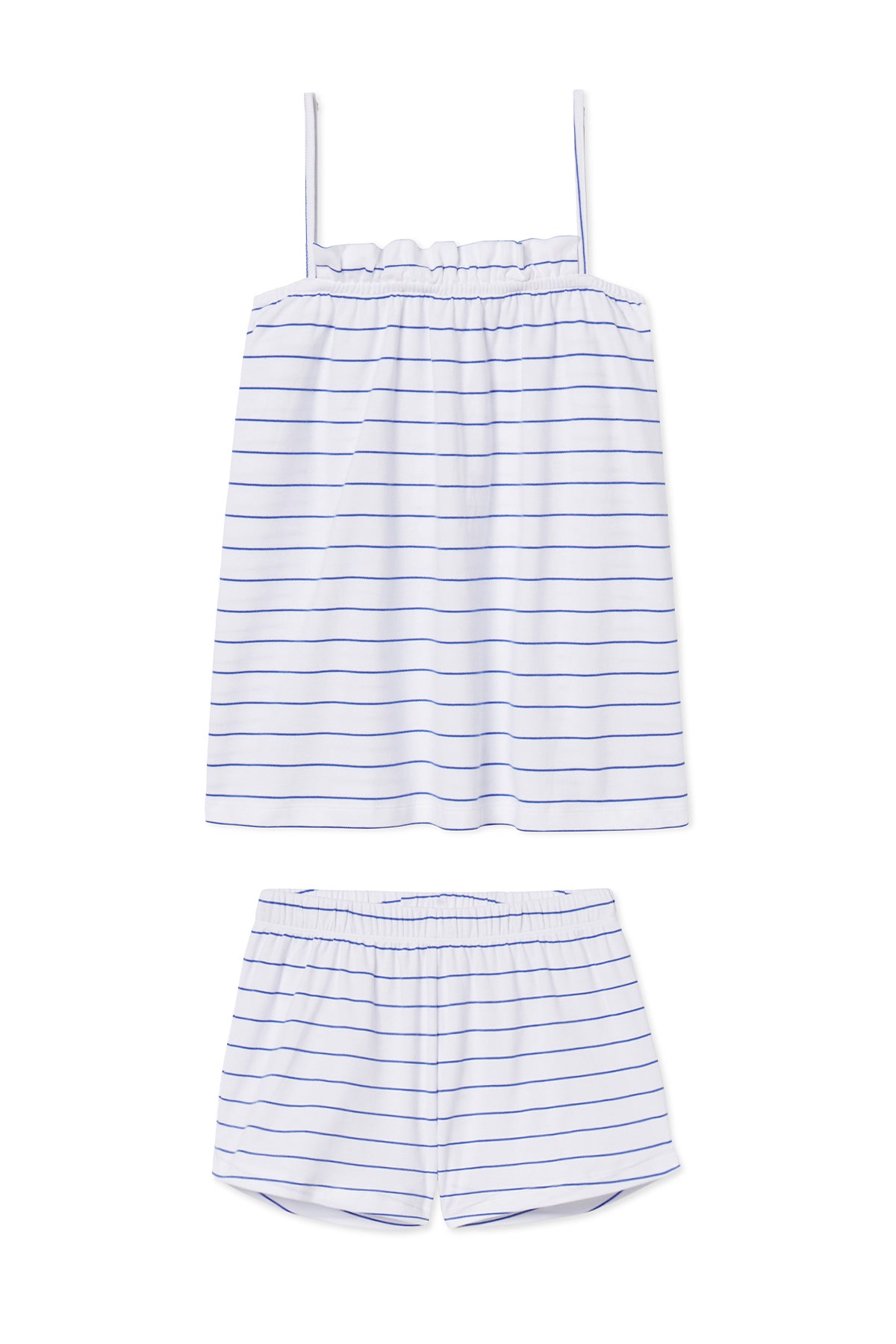 Cobalt Pima Cotton Ruffle Shorts Set