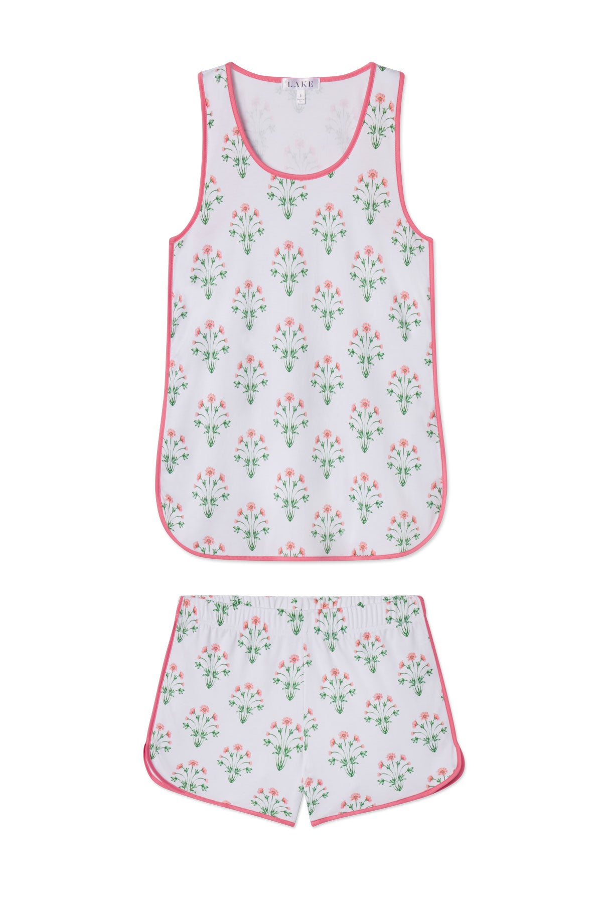 Pima Cotton Tank & Shorts Set - Coral Tropical Print
