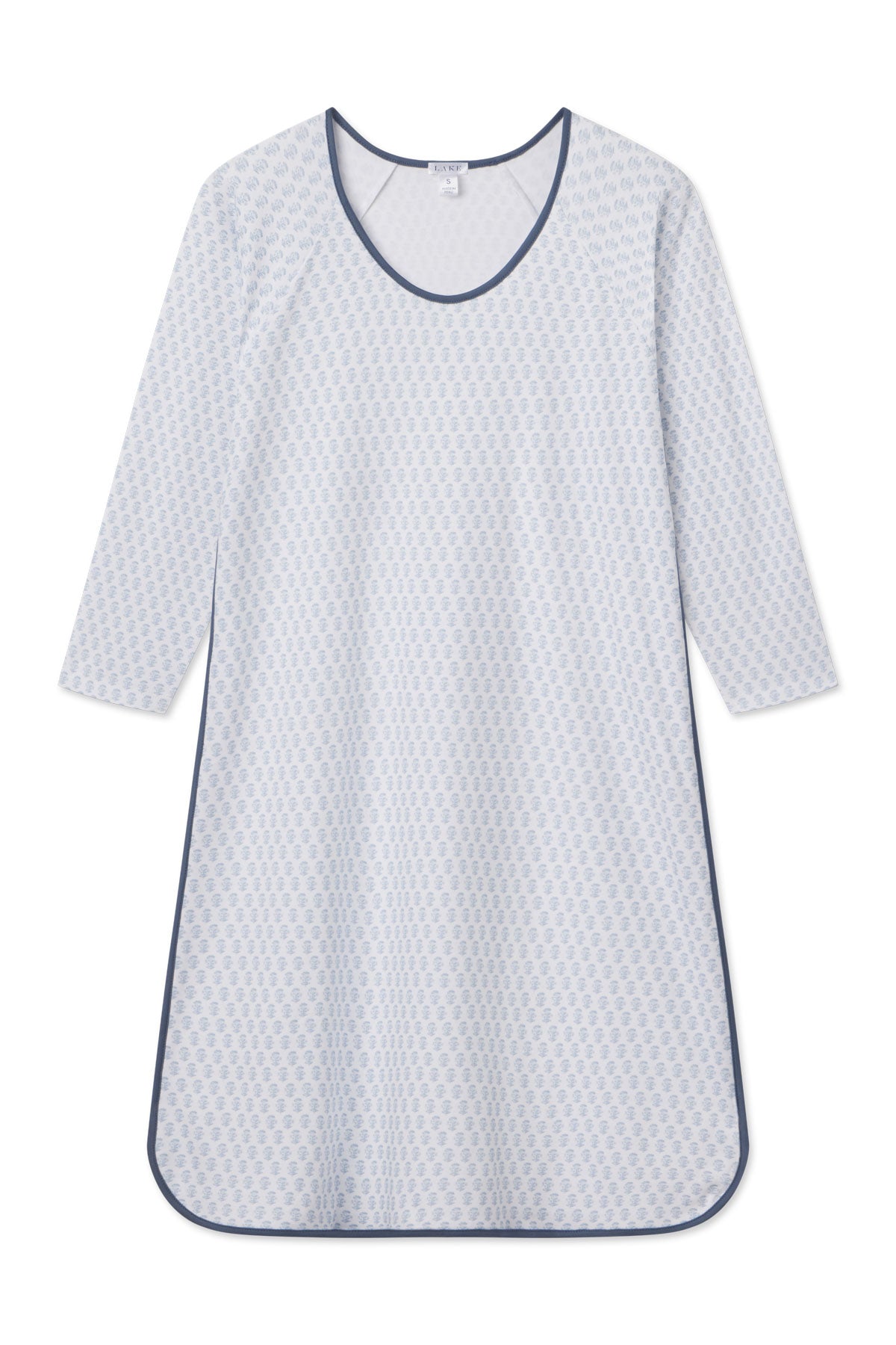 Sea Depth Blockprint Pima Long Sleeve Nightgown