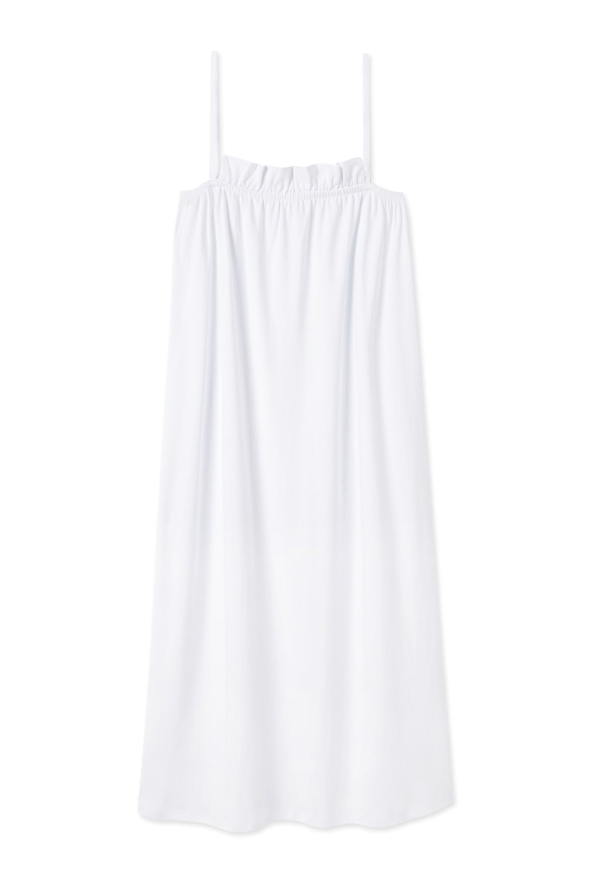 White Pima Cotton Ruffle Midi Nightgown