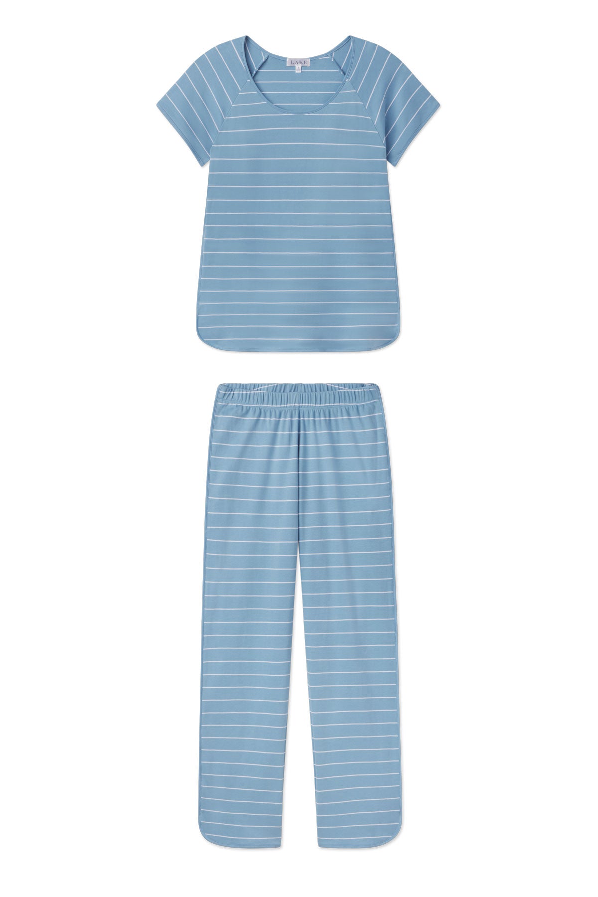 Serene Blue Boating Stripe Pima Short-Long Set