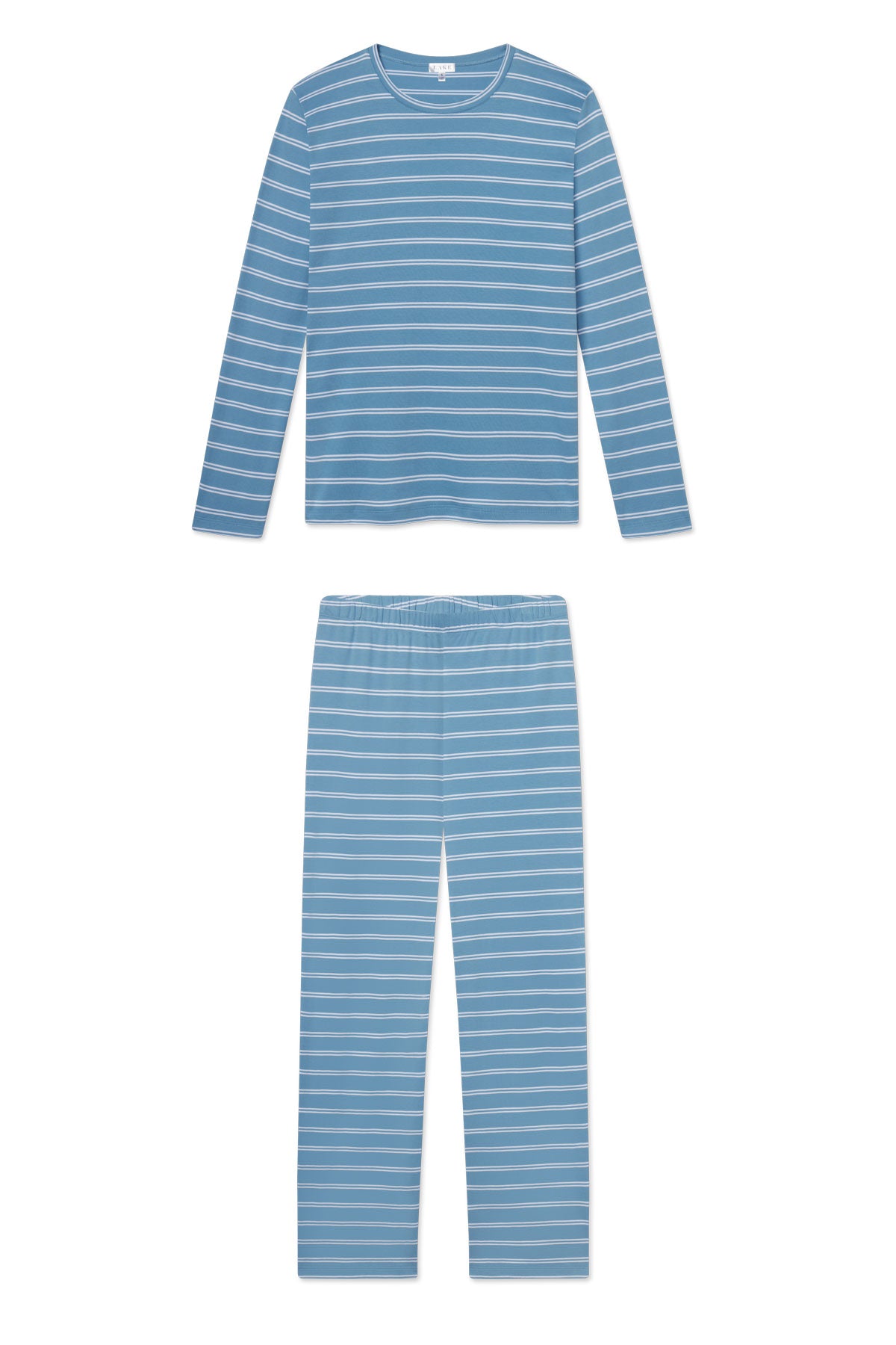 Pima Cotton Crew Set - Serene Blue Stripe Loungewear