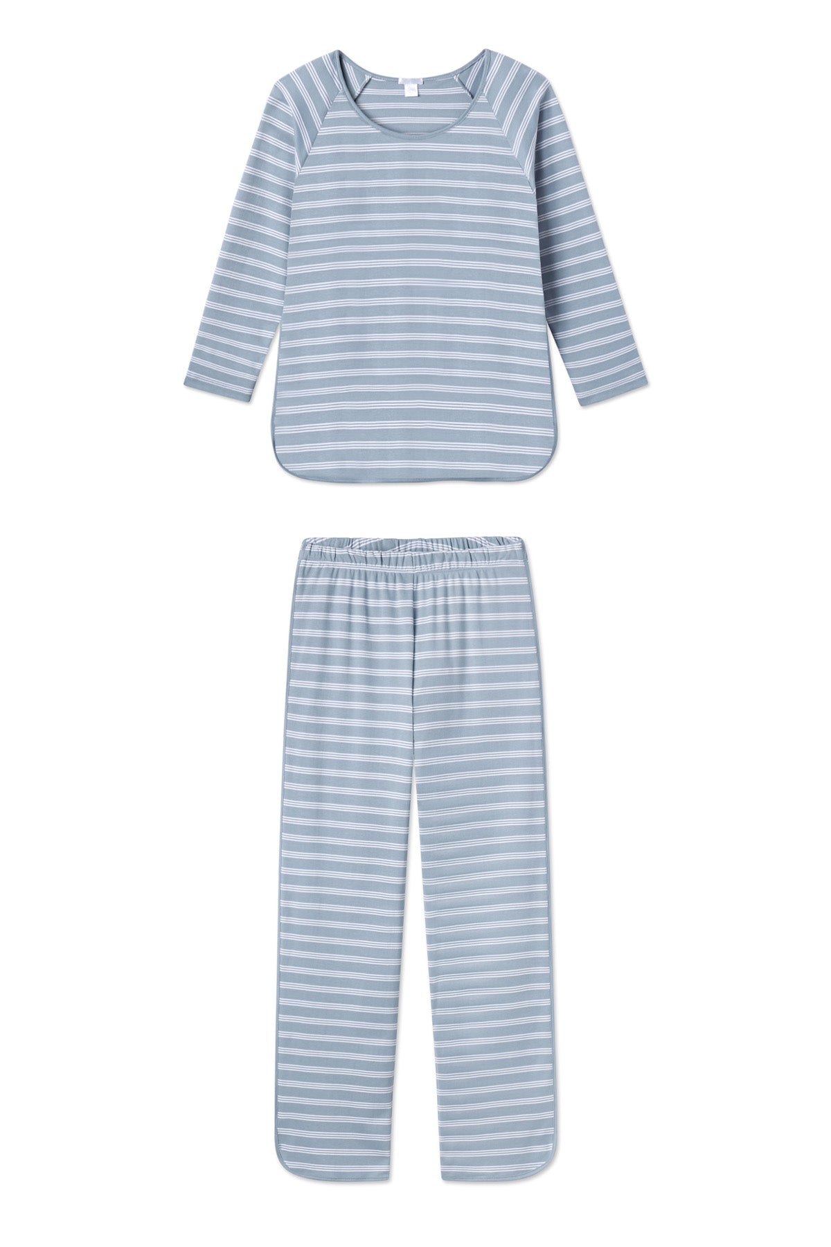 Dusty Blue Stripe Pima Cotton Long Sleeve Set
