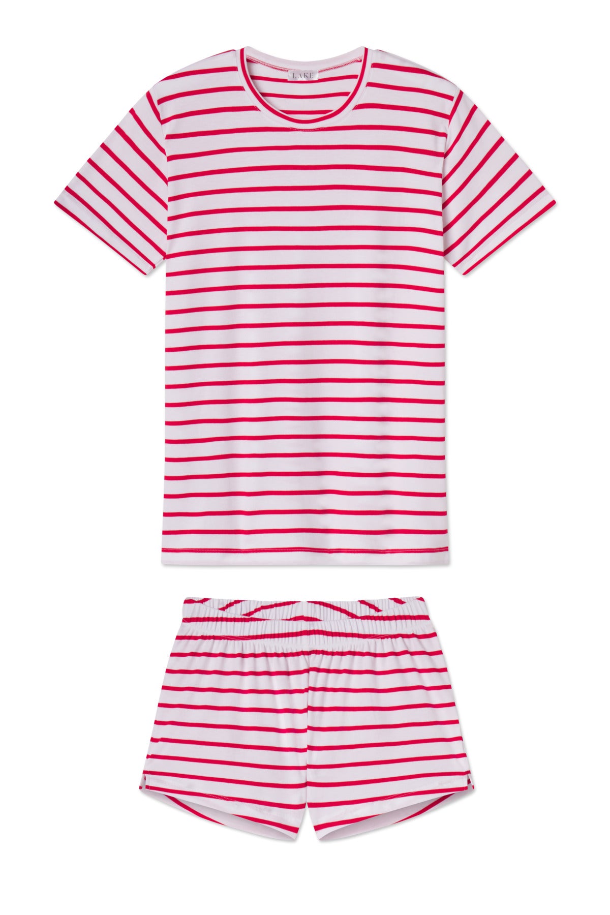 Classic Red Anchor Stripe Pima Crew Shorts Set