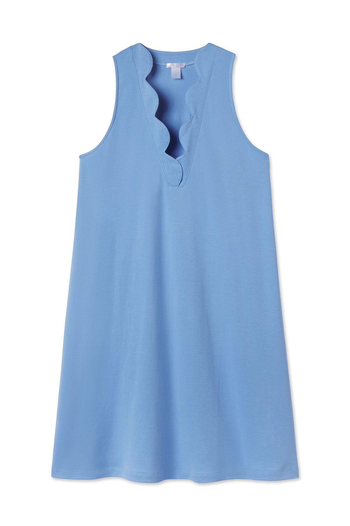 Baltic Blue Pima Scallop Tank Gown