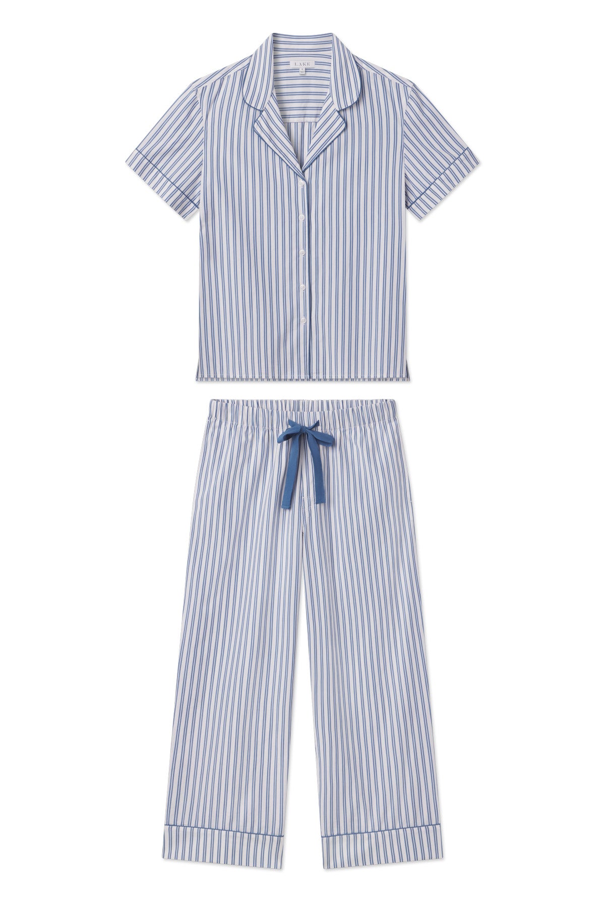Chloe Striped Poplin Pajama Set - Seaport Shoreline