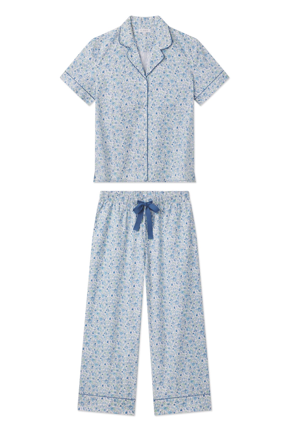 Chloe Poplin Pajama Set - Blue Floral Print