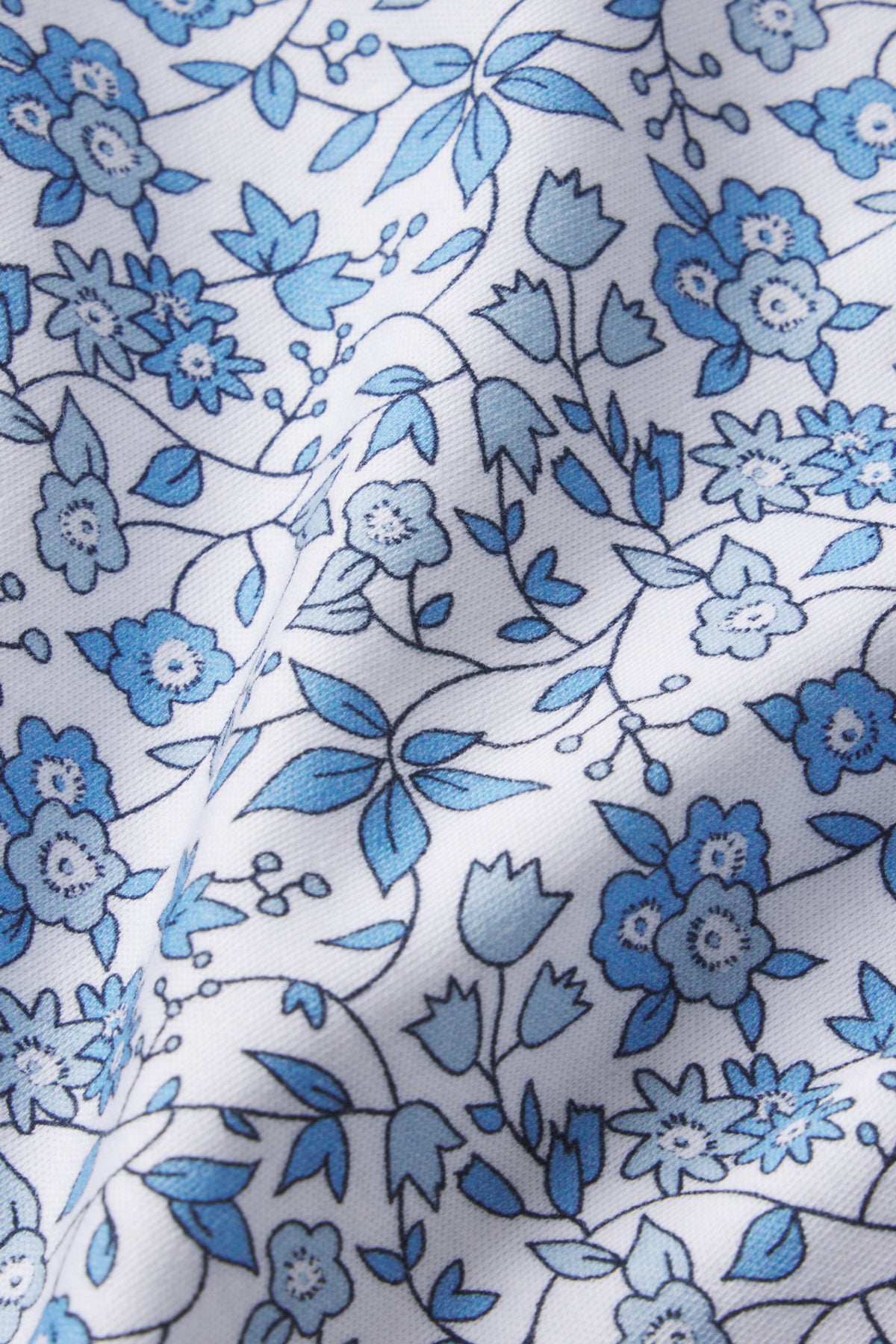 Delft Blue Floral Pima Cotton Long Sleeve Crew