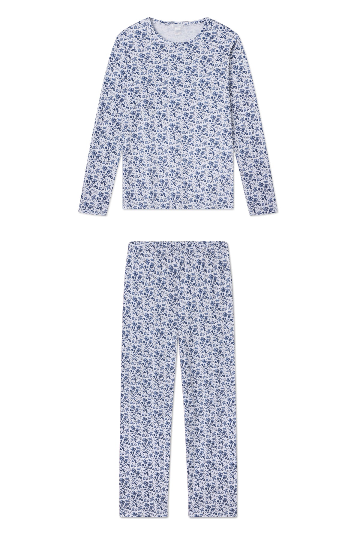Pima Cotton Crew Set in Sea Depth Floral Print