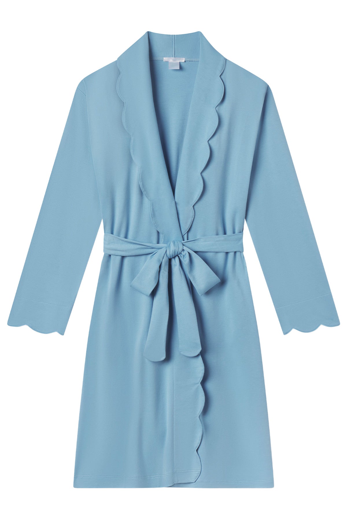 Serene Blue Pima Cotton Scallop Robe