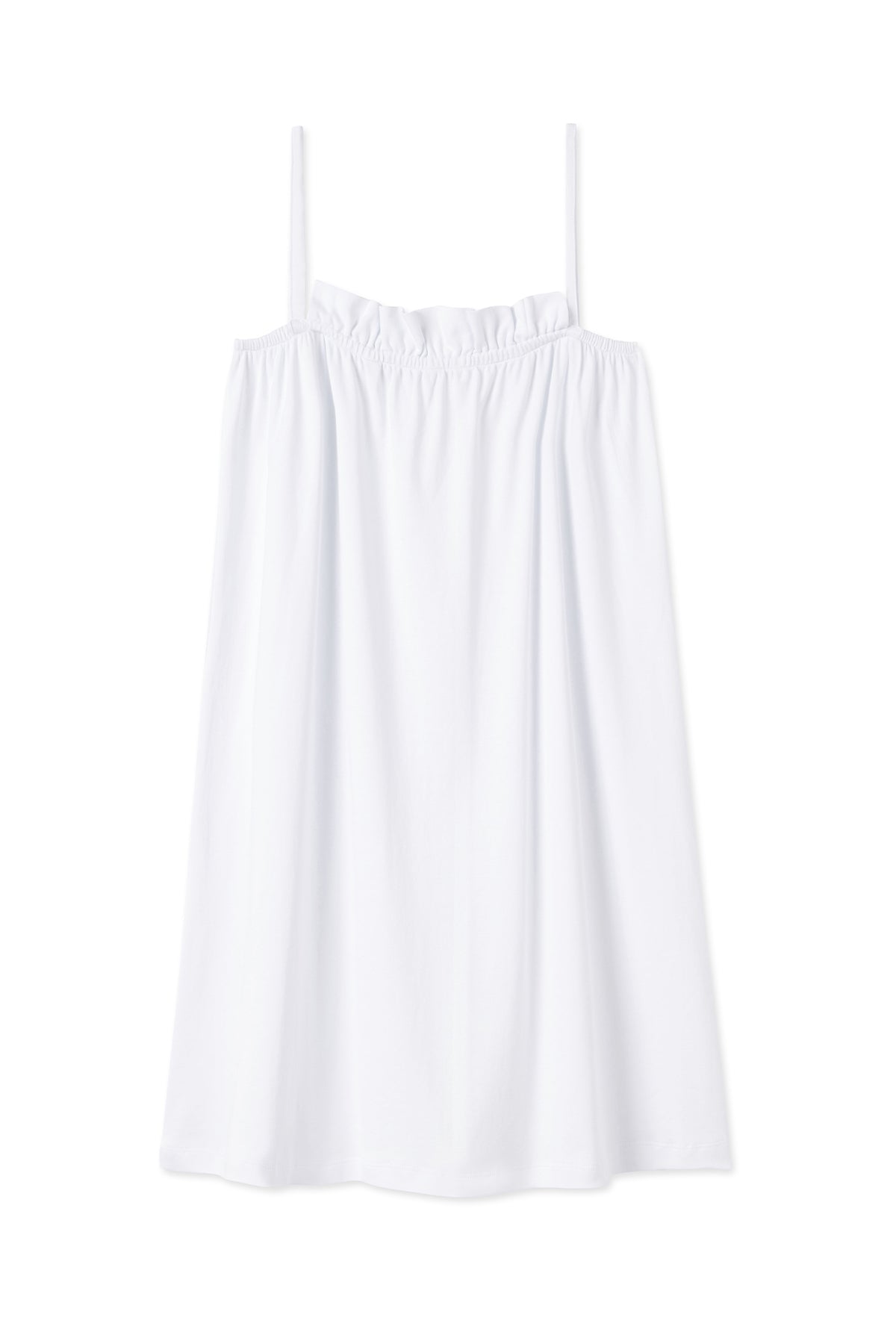White Pima Cotton Ruffle Nightgown